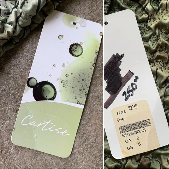 Cartise Cropped Textured Floral Buttoned Swing Jacket Sage Green Black Size 6 - Picture 5 of 7